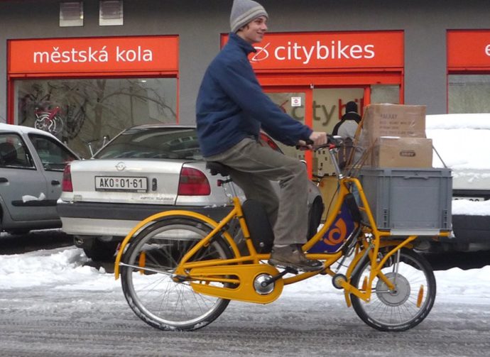 Prototyp pošťáckého nákladního elektrokola - zimní test. Foto: ©Citabikes