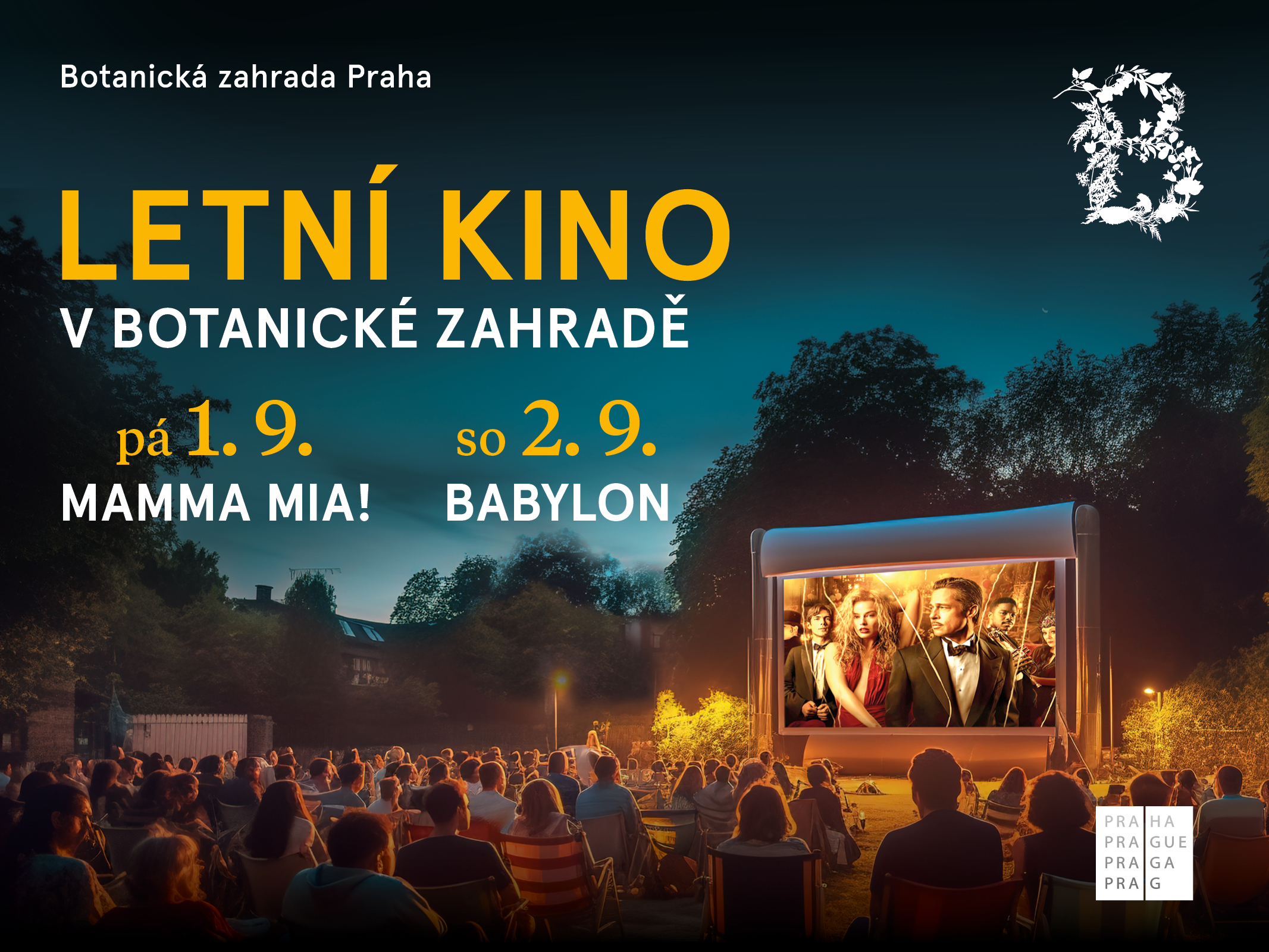 Filmové promítání pod širým nebem v Botanické zahradě Praha