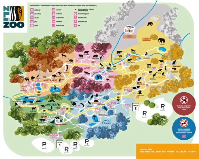 Zoo Lešná Zlín - mapa areálu  foto: Zoozlin.eu