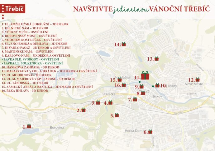 Vánoční Třebíč, mapa. Foto: © Třebíč