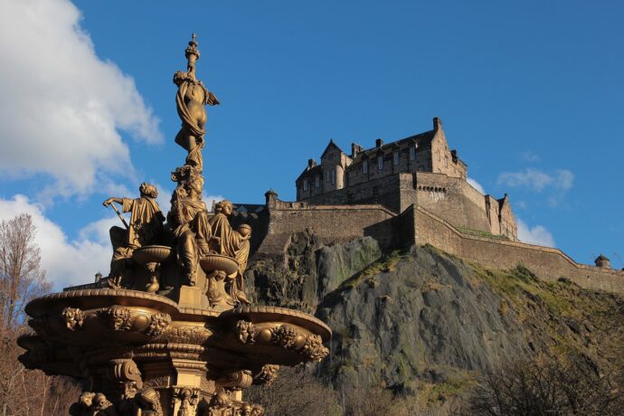 Fontána pod hradem, Edinburgh. Foto © Pixabay