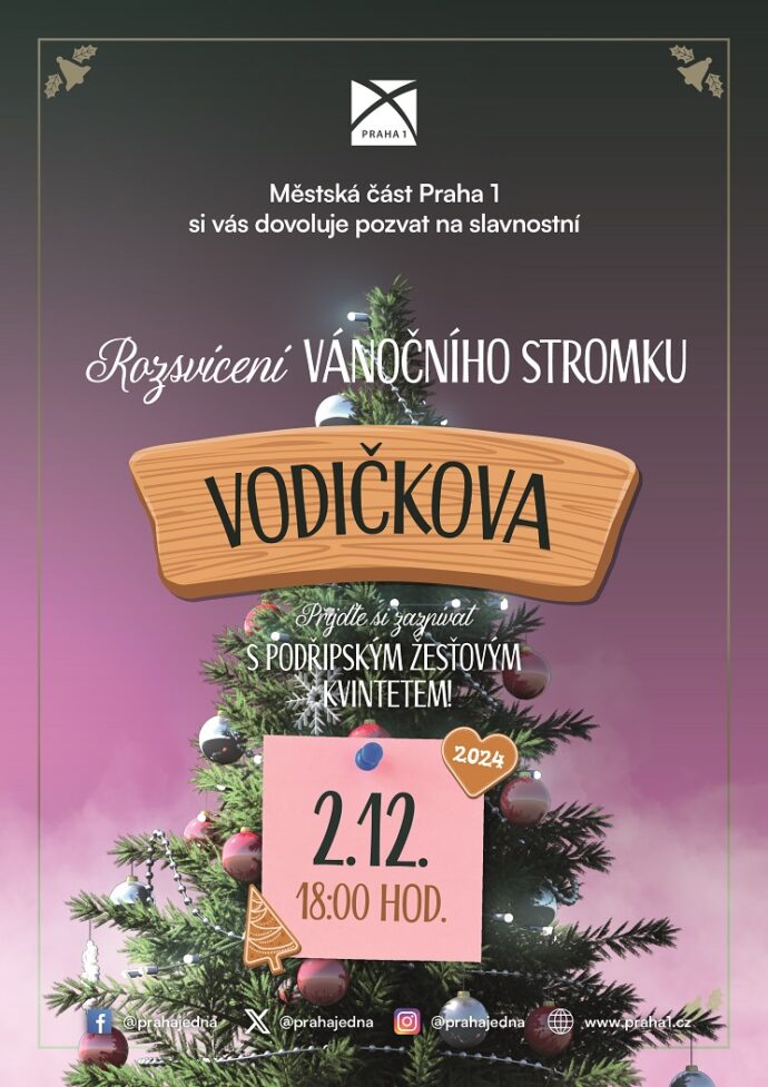 Rozsvícení stromečku ve Vodičkově ulici. Foto © Praha 1