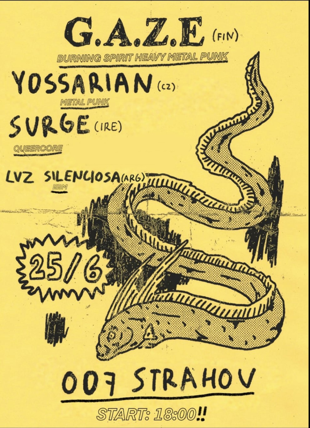 Klub 007 Strahov - LVZ SILENCIOSA (ar), G.A.Z.E. (fi), SURGE (ie), YOSSARIAN (cz)
